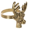 Floristik24 Anello portatovagliolo in metallo con testa di cervo effetto oro, 6 cm, 4 pezzi