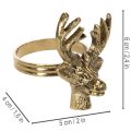 Anello portatovagliolo in metallo con testa di cervo effetto oro, 6 cm, 4 pezzi | Floristik24.it