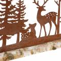 Floristik24 Sagoma della foresta con animali rusticati su base in legno 57 cm x 25 cm