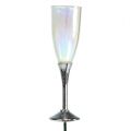 Decorazione di capodanno tappo in vetro champagne argento 7,5 cm L27 cm 12 pezzi