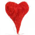 Floristik24 Cuori in sisal rosso, decorazione per matrimonio, fibre di sisal naturali, San Valentino H7,5–9cm 16pz