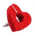 Floristik24 Polsino a cuore in sisal 20 cm cuore rosso decorazione floreale in sisal 10 pezzi