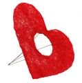 Floristik24 Bracciale in sisal cuore 25cm rosso 10pz