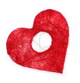 Floristik24 Bracciale in sisal cuore 10cm rosso 12pz