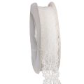 Floristik24 Nastro decorativo in cotone con motivo a pizzo, in rotolo, ideale per il fai da te e la decorazione, largo 25 mm e lungo 10 m.