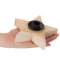 Portacandele rustico in legno a forma di stella per candele affusolate, 16 cm | Floristik24.it