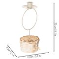 Portacandele con base in legno di betulla e anello in metallo, 20 cm | Floristik24.it