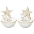 Floristik24 Portacandele a forma di stella in ceramica, decorazione natalizia, 11 cm, 2 pezzi