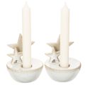 Portacandele a forma di stella in ceramica, decorazione natalizia, 11 cm, 2 pezzi | Floristik24.it