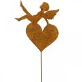 Floristik24 Paletto da giardino Decorazione a patina di cuore di angelo di Natale 14,5 cm