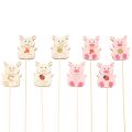 Floristik24 Decorazione floreale a forma di maialino, in legno, 31 cm, 16 pezzi