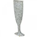 Floristik24 Decorazione di capodanno bicchiere di champagne tappo fiore d&#39;argento 9 cm 18 pezzi