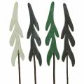 Floristik24 Spine decorative Abeti Verde / Grigio / Bianco H42cm 8 pezzi