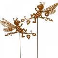 Floristik24 Spina da giardino ape ruggine 34,5 × 14 cm decorazione da giardino in metallo 4 pezzi