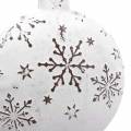 Floristik24 Appendino decorativo stella e palla albero di Natale con fiocchi di neve in metallo bianco Ø9,5 / 7,6 cm H10 / 9,2 cm 4 pezzi