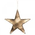 Floristik24 Addobbi per albero di Natale in legno stella natura, fiammato H25cm