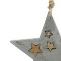 Floristik24 Stelle di Natale da appendere in cemento grigio-oro 11,5 cm 3 pezzi