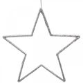 Floristik24 Ciondolo stella decorazione natalizia glitter argento 17,5 cm 9 pezzi