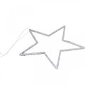 Floristik24 Ciondolo stella decorazione natalizia glitter argento 17,5 cm 9 pezzi