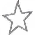 Floristik24 Ciondolo stella decorazione natalizia glitter argento 7,5cm 40p