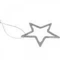 Floristik24 Ciondolo stella decorazione natalizia glitter argento 7,5cm 40p