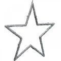 Floristik24 Stella da appendere, addobbi albero di Natale, decorazione stella argento 11,5×12cm 12pz