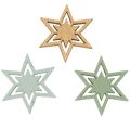 Floristik24 Assortimento di stelle decorative in legno per decorazioni da tavola e lavori creativi, 3 cm, 72 pezzi