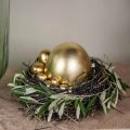 Decorazione uovo di struzzo soffiato decorazione pasquale oro Ø12cm H14cm