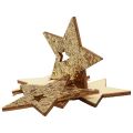 Floristik24 Decorazione sparsa Stelle di legno di Natale natura glitter oro 5 cm 72p