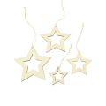 Floristik24 Decorazione stelle in legno decorazione appendiabiti stella in legno naturale 6/8/10/12 cm 16 pezzi