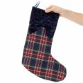 Stivale di Babbo Natale a scacchi con fiocco per appenderlo, 43 cm, 2 pezzi | Floristik24.it