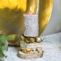 Floristik24 Candele a colonna candele beige fiocchi di neve 100/65mm 4 pezzi