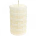 Candele rustiche, candele di cera bianca, modello di cesto di candele a colonna 110/65 2pz