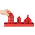 Casette portacandele in metallo rosse con vassoio, 35 cm, 1 set | Floristik24.it