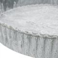 Floristik24 Tortiera piatto decorativo, decorazione in metallo, vassoio portacandele rotondo, bianco lavato Ø21.5cm H4.5cm