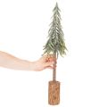 Abete artificiale, effetto ghiaccio, con base in legno, decorazione invernale, 60 cm | Floristik24.it