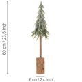 Abete artificiale, effetto ghiaccio, con base in legno, decorazione invernale, 60 cm | Floristik24.it