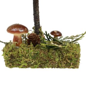 Floristik24 Abete decorazione albero muschio coni funghi verde oro H35cm