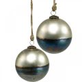 Floristik24 Palle di Natale palla di vetro bicolore Ø12cm blu, metallizzata 2 pezzi
