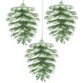 Floristik24 Ornamenti per l&#39;albero di Natale coni decorativi glitter menta H7cm 6pz