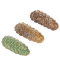 Floristik24 Decorazione a forma di pigna in ceramica, decorazione da tavola, autunnale, 14 cm, 3 pezzi