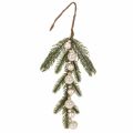 Floristik24 Ramo di abete artificiale con mini palline di Natale bianche, 46 cm, 2 pezzi