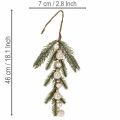Ramo di abete artificiale con mini palline di Natale bianche, 46 cm, 2 pezzi | Floristik24.it