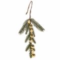 Floristik24 Ramo di abete artificiale con mini palline di Natale color oro, 46 cm, 2 pezzi