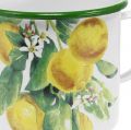 Floristik24 Fioriera smaltata, tazza decorativa con ramo di limone, fioriera mediterranea Ø9,5cm H10cm