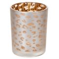 Floristik24 Portacandele in vetro con stampa leopardata, 12 cm