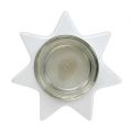 Floristik24 Portacandelina bianca a forma di stella con vetro Ø10cm H10.5cm 2pz
