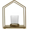 Floristik24 Lanterna casa in metallo decorazione tealight candela vetro 20×16×26cm