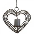 Porta tea light in metallo decorazione da appendere decorazione ruggine cuore 22×7×20cm