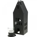 Floristik24 Tea light house, lanterna in metallo nero Ø4.4cm H26cm